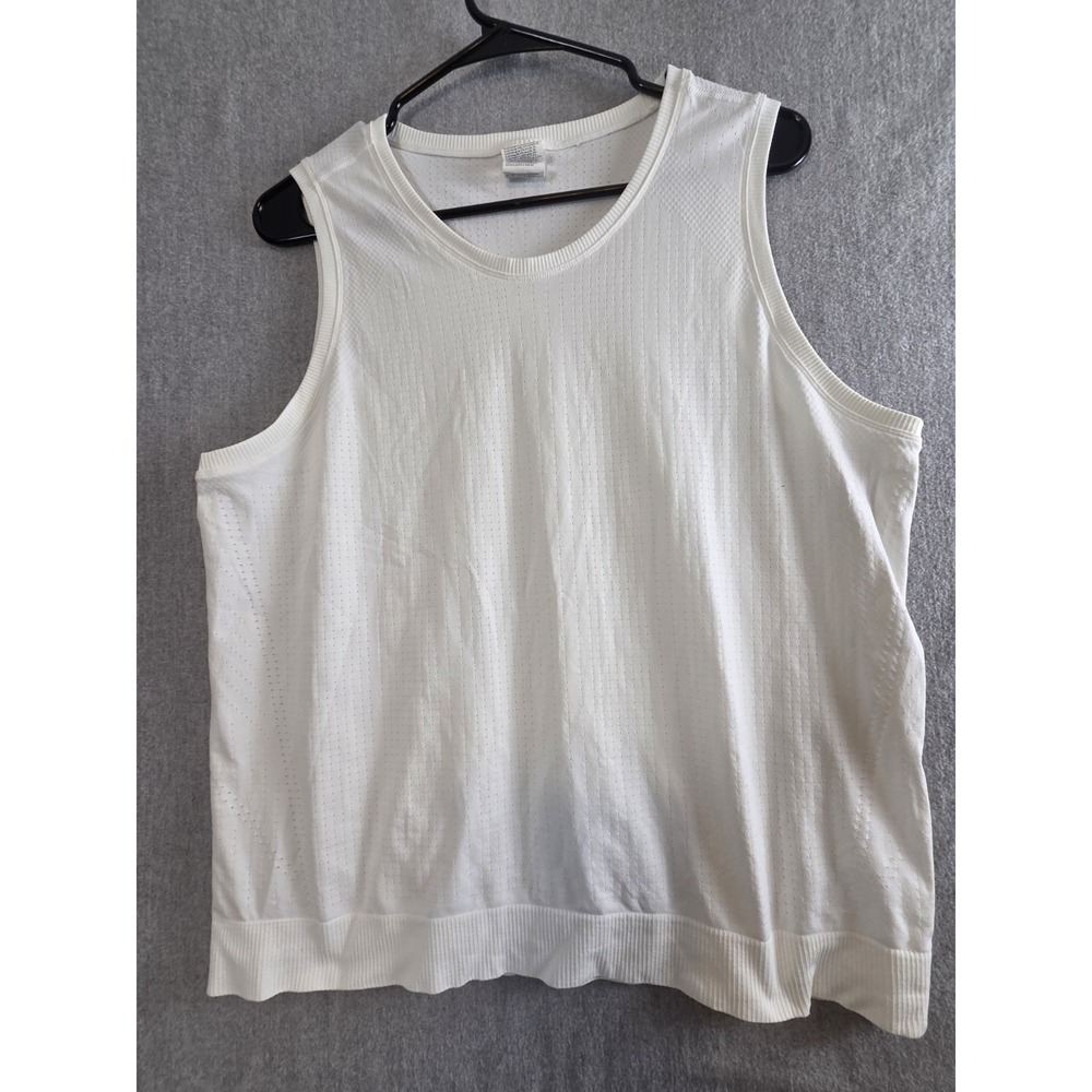 Athleta In Motion Womens XL White Tank Sleeveless Top Waffle Weave Knit Active